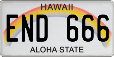 HI license plate END666