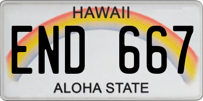 HI license plate END667