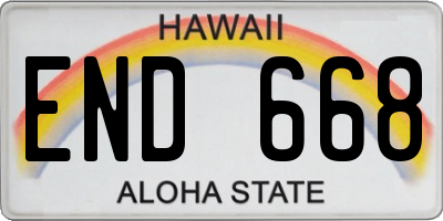 HI license plate END668