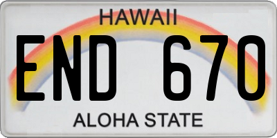 HI license plate END670