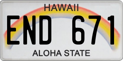 HI license plate END671