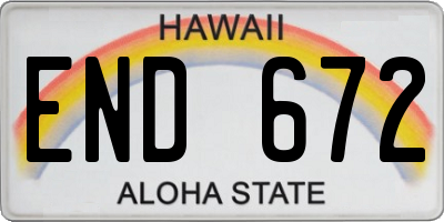 HI license plate END672