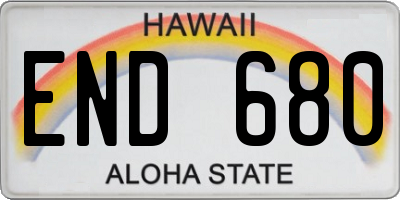 HI license plate END680
