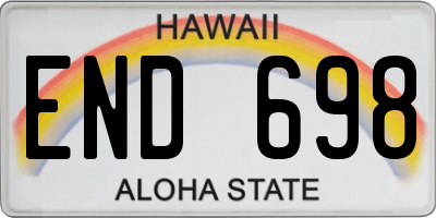 HI license plate END698