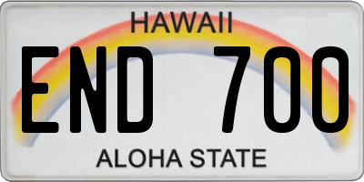 HI license plate END700