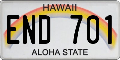 HI license plate END701