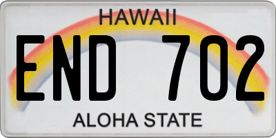 HI license plate END702
