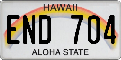 HI license plate END704