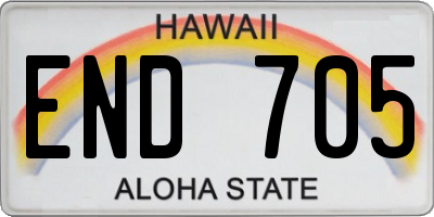 HI license plate END705
