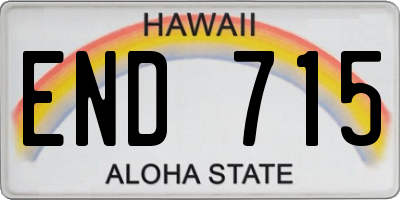HI license plate END715