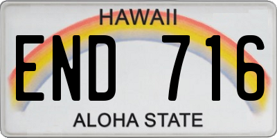 HI license plate END716