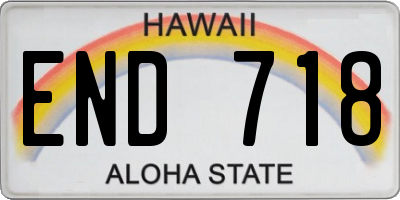 HI license plate END718