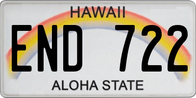 HI license plate END722