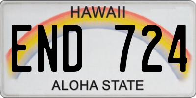 HI license plate END724