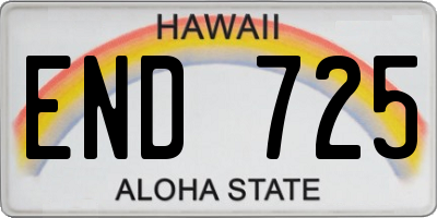 HI license plate END725