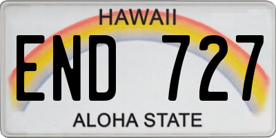 HI license plate END727