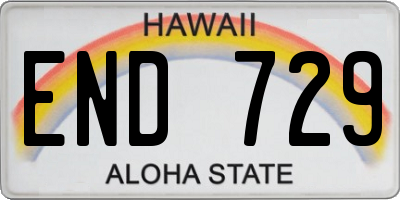 HI license plate END729
