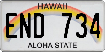 HI license plate END734