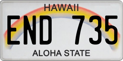 HI license plate END735