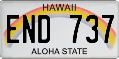 HI license plate END737