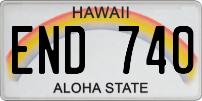 HI license plate END740