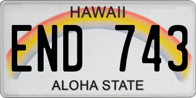 HI license plate END743