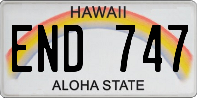 HI license plate END747