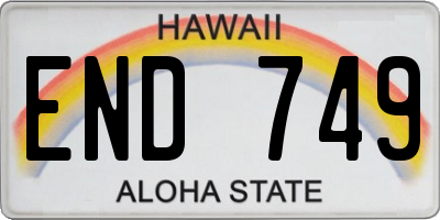 HI license plate END749