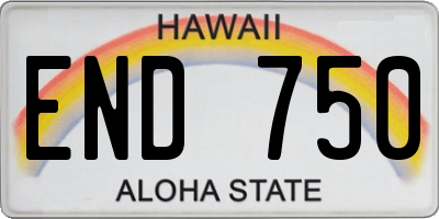 HI license plate END750