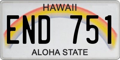 HI license plate END751