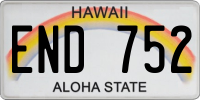 HI license plate END752