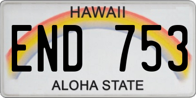 HI license plate END753