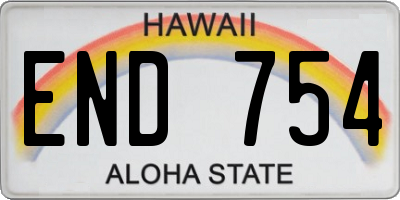 HI license plate END754