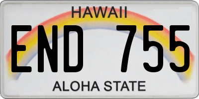 HI license plate END755