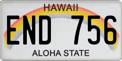 HI license plate END756