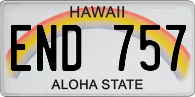HI license plate END757