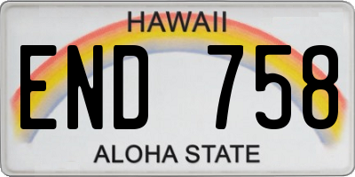 HI license plate END758