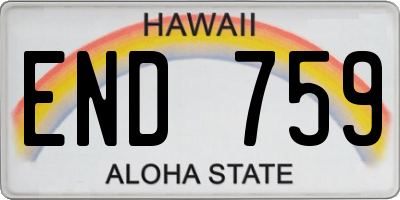 HI license plate END759