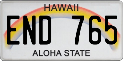 HI license plate END765