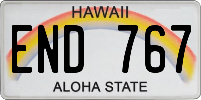 HI license plate END767