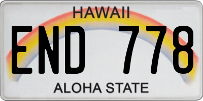 HI license plate END778