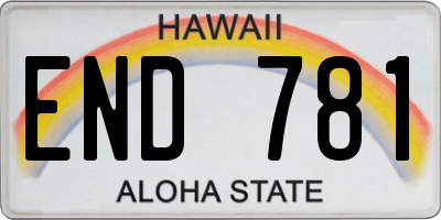HI license plate END781