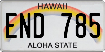 HI license plate END785