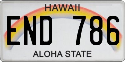 HI license plate END786