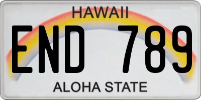 HI license plate END789