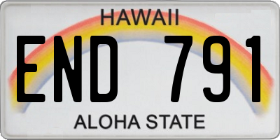 HI license plate END791