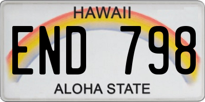 HI license plate END798