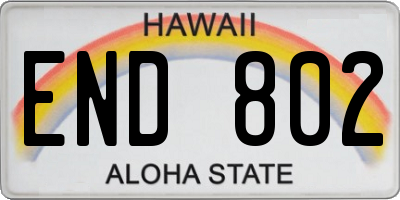 HI license plate END802