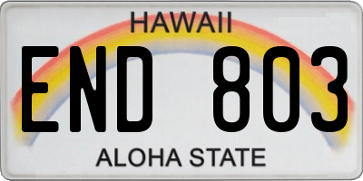 HI license plate END803