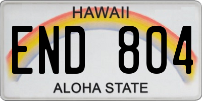 HI license plate END804